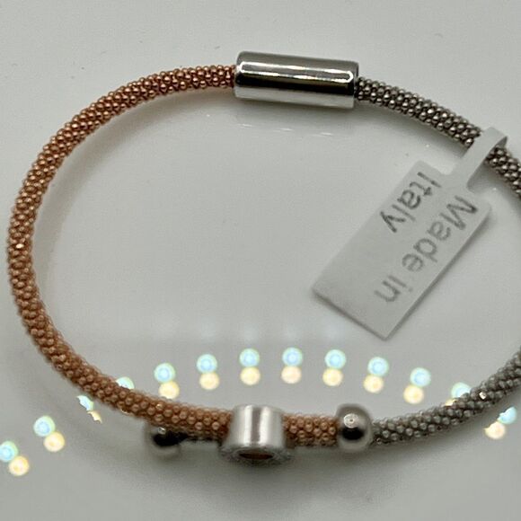 Leslie's Sterling Silver Rose-tone Textured CZ Bracelet - Picture 3 of 6